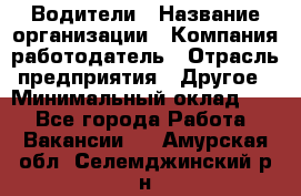 Водители › Название организации ­ Компания-работодатель › Отрасль предприятия ­ Другое › Минимальный оклад ­ 1 - Все города Работа » Вакансии   . Амурская обл.,Селемджинский р-н